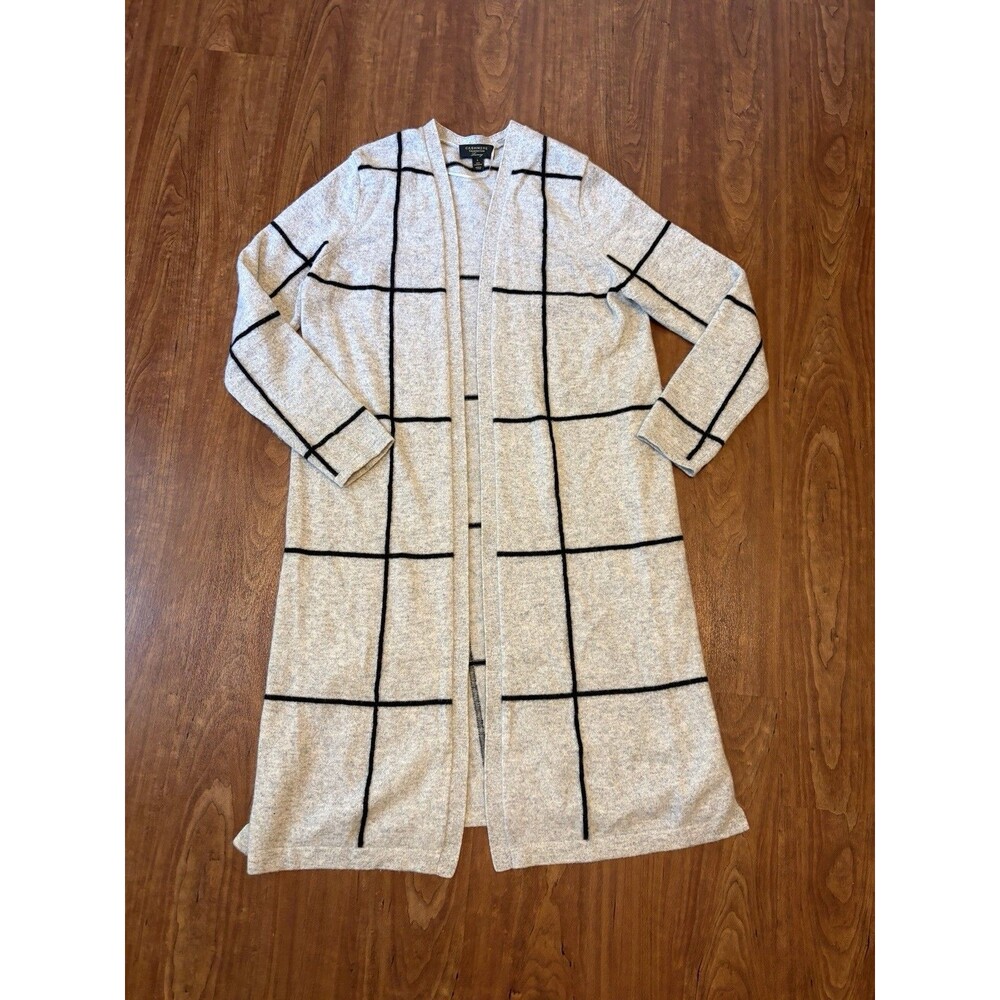 Charter Club Cashmere Cardigan Sweater Duster Size Large Gray Square Open Front